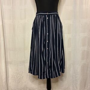 Pinup Girl “retro” Navy and White Striped Midi Skirt